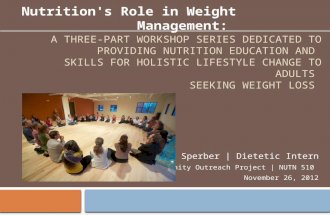 A THREE-PART WORKSHOP SERIES DEDICATED TO PROVIDING NUTRITION EDUCATION AND SKILLS FOR HOLISTIC LIFESTYLE CHANGE TO ADULTS SEEKING WEIGHT LOSS Emily Sperber.