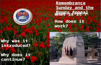 Remembrance Sunday and the Poppy Appeal What is it ? How does it work? Why was it introduced? Why does it continue? Is it still relevant today?