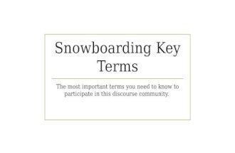 Snowboarding Key Terms The most important terms you need to know to participate in this discourse community.