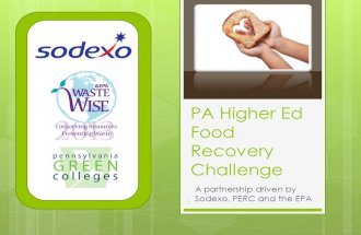 PA Higher Ed Food Recovery Challenge A partnership driven by Sodexo, PERC and the EPA 1.