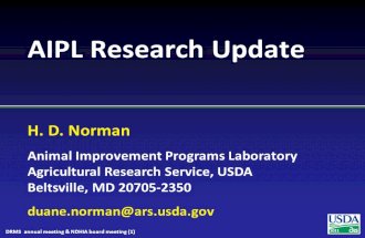 H. D. Norman Animal Improvement Programs Laboratory Agricultural Research Service, USDA Beltsville, MD 20705-2350 2011 DRMS annual.