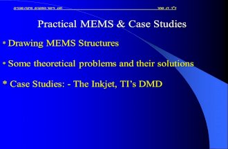 ד ר דן סתר תכן וייצור התקנים מיקרו מכניים Practical MEMS Case Studies * Drawing MEMS Structures * Some theoretical problems and their solutions * Case.