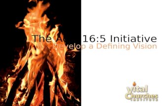 The Acts 16:5 Initiative Develop a Defining Vision.