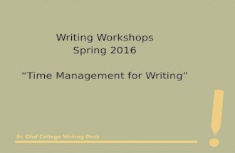 Writing Workshops Spring 2016 Time Management for Writing