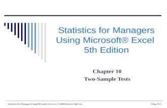 Statistics for Managers Using Microsoft Excel, 5e  2008 Prentice-Hall, Inc.Chap 10-1 Statistics for Managers Using Microsoft Excel 5th Edition Chapter.