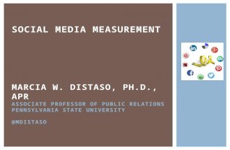 MARCIA W. DISTASO, PH.D., APR ASSOCIATE PROFESSOR OF PUBLIC RELATIONS PENNSYLVANIA STATE SOCIAL MEDIA MEASUREMENT.