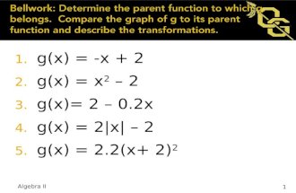 1. g(x) = -x + 2 2. g(x) = x 2  2 3. g(x)= 2  0.2x 4. g(x) = 2|x|  2 5. g(x) = 2.2(x+ 2) 2 Algebra II 1.