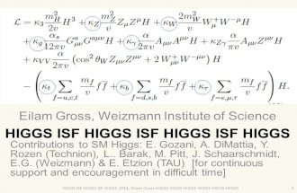 HIGGS ISF HIGGS ISF HIGGS ISF HIGGS Eilam Gross, Weizmann Institute of Science 1 HIGGS ISF HIGGS ISF HIGGS 2014, Eilam Gross HIGGS HIGGS HIGGS HIGGS HIGGS.