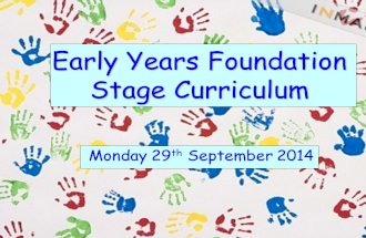 Early Years Foundation Stage Curriculum Monday 29 th September 2014.