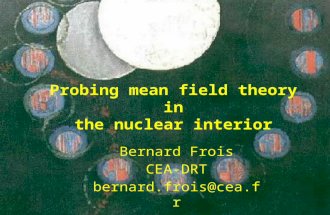 1 Probing mean field theory in the nuclear interior Bernard Frois CEA-DRT