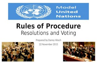 Rules of Procedure Resolutions and Voting Prepared by Danny Hirsch 22 November 2015.