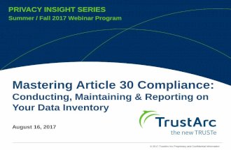 Mastering Article 30 Compliance: Conducting, Maintaining & Reporting on your Data Inventory [TrustArc Webinar Slides]