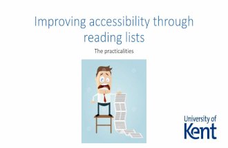 Talis Insight Europe 2017 - Improving accesibility through reading lists - University of Kent