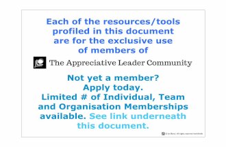 Profiles Of Exclusive Resources/Tools For Appreciative Leader Community Members