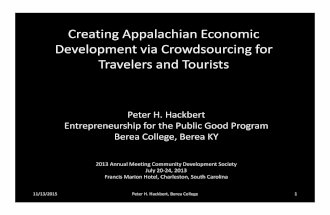 Creating Appalachian Economic Development via Crowd-sourcing for Travelers and Tourists 7.22