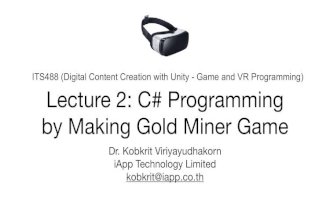 Lecture 2: C# Programming for VR application in Unity