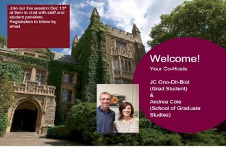JC&AC Dec 2018 RECORDED Pre Arrival Webinar · WEBINAR GOAL: Help you become familiar with the steps to get started as a grad student at McMaster. AGENDA: 1. Key Dates 2. Pre-Departure