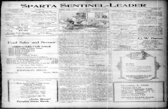 SPARTA SENTINEL-LEADERspartahistory.org/newspaper_splits/The Sentinel Leader/1928/The... · SPARTA SENTINEL-LEADER ESTABLISHED 1876 VOLUME 29 SPARTA, KENT COIXNTY. JOCH.. FRIDAY,