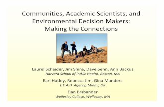 Communities, Academic Scientists, and EiEnvironmentatllD ... · Communities, Academic Scientists, and EiEnvironmentatllD Diiecision MkMakers: Making the Connections. Laurel Schaider,