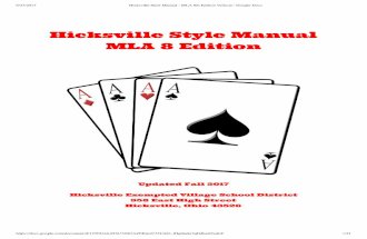 Hicksville Style Manual MLA 8 Edition · Print source: p. or pp. followed by page number(s). Online: Use DOI number or permalink or the ... Works Cited and Bibliography Card InText