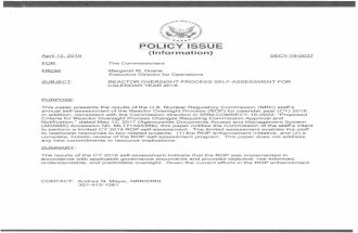 SECY-19-0037: Reactor Oversight Process Self-Assessment ... · changes to IMC 0612, "Issue Screening" (ADAMS Accession No. ML 17122A246), which is currently under revision. In order