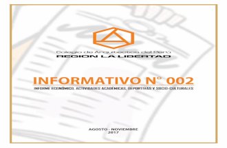 CUADRO MOVIMIENTO DINERO AGOSTO - NOVIEMBRE · a informativo n° 002 informe econÓmico, actividades acadÉmicas, deportivas y socio-culturales agosto - noviembre 2017