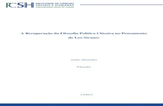 A Recuperação da Filosofia Política Clássica no Pensamento ... Zilla final (1).pdf · clássica no pensamento de Leo Strauss. É a compreensão da filosofia política clássica
