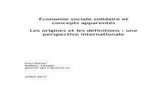 Économie sociale solidaire et concepts apparentés Les ...‰conomie-solidaire-et-autres... · de Promotion de l'Economie Sociale Solidaire (RIPESS) depuis Octobre 2013. Il a Il