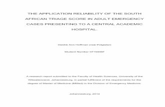 THE APPLICATION RELIABILITY OF THE SOUTH AFRICAN TRIAGE ... · METTS Medical Emergency Triage and Treatment System MRI Magnetic Resonance Imaging. xiv MTS Manchester Triage Scale