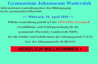 >> Mittwoch, 18. April 2018 - johanneum.de · Die Belegung ist optional, also nicht verpflichtend. Jahresnote am Ende des PK, Anrechnung im Umfang von 2 Grundkursen, alternativ: Einbringung