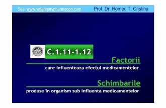 C.1.11 -1.12 Factorii - Veterinary Pharmacon 1.11-1.12.pdf · Doza cantitatea demedicament folosită la o administrare . unul din factorii decisivi ai efectului medicamentos. in functiedecantitatea