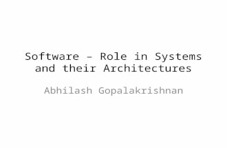 Software - Role in Systems and their Architectures
