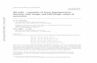 All order ε-expansion of Gauss hypergeometric functions with integer and half/integer values of parameters