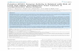 Putative EPHX1 Enzyme Activity Is Related with Risk of Lung and Upper Aerodigestive Tract Cancers: A Comprehensive Meta-Analysis