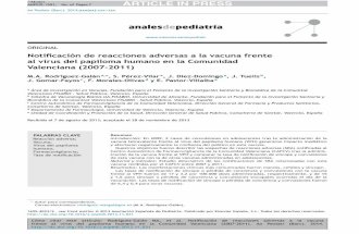 Notificación de reacciones adversas a la vacuna frente al virus del papiloma humano en la Comunidad Valenciana (2007-2011)