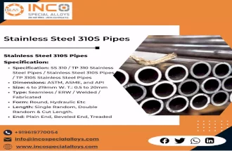 Stainless Steel 310S Pipes | Inconel Pipes Hastelloy Pipes - Inco Special Alloys