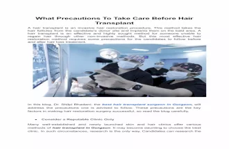 What Precautions To Take Care Before Hair Transplant