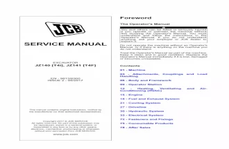JCB JZ141 [T4F] Excavator Service Repair Manual SN 2479659 and up
