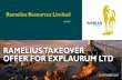 RAMELIUS TAKEOVER OFFER FOR EXPLAURUM LTD .explaurum takeover offer â€¢ september 2018explaurum takeover