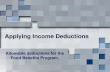 Applying Income Deductions Allowable deductions for the Food Benefits Program