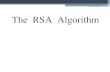 The RSA Algorithm. Content Review of Encryption RSA An RSA example