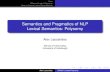 Semantics and Pragmatics of NLP Lexical Semantics: Semantics and Pragmatics of NLP Lexical Semantics: