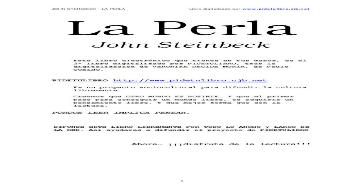 Steinbeck, John - La perla pdf - [PDF Document]