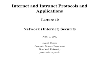 Internet and Intranet Protocols and Applications