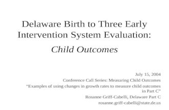 Delaware Birth to Three Early Intervention System Evaluation: Child Outcomes