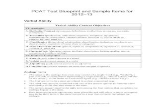 PCAT Test Blueprint and Sample Items 2011 12