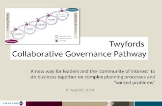 Twyfords collaborative governance pathway; when business as usual is never likely to get you there with a complex situation